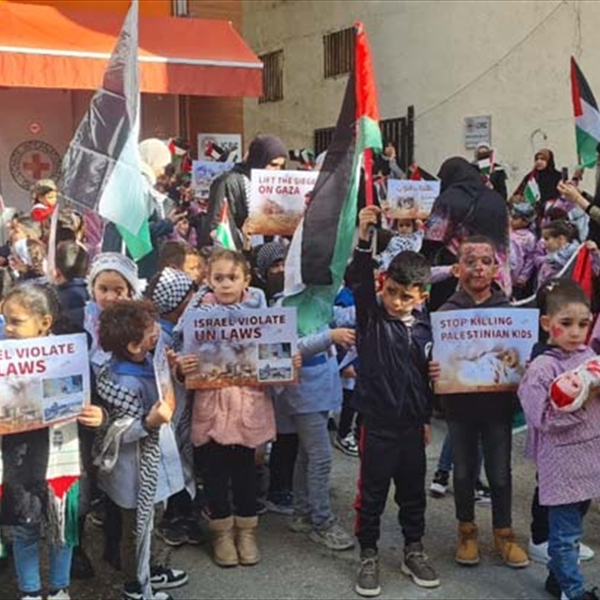 During a solidarity stand with the children of Gaza, (Witness) calls the International Committee of the Red Cross to intervene more effectively in the war on Gaza