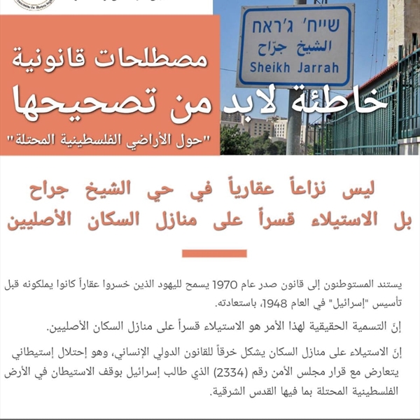 ليس نزاعاً عقارياً في حي الشيخ جراح بل الإستيلاء قسراً على منازل السكان الأصليين